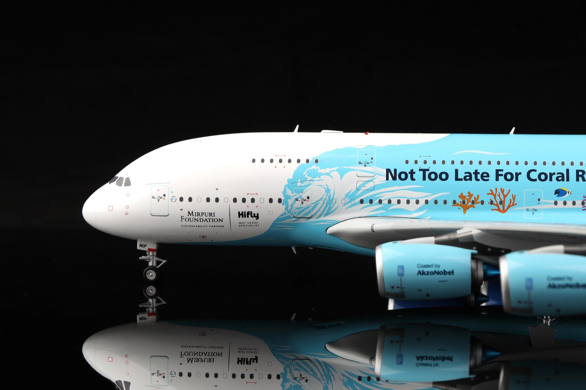 Hi Fly Airbus A380 9H-MIP "Save the cora reefs Livery" diecast aircraft model