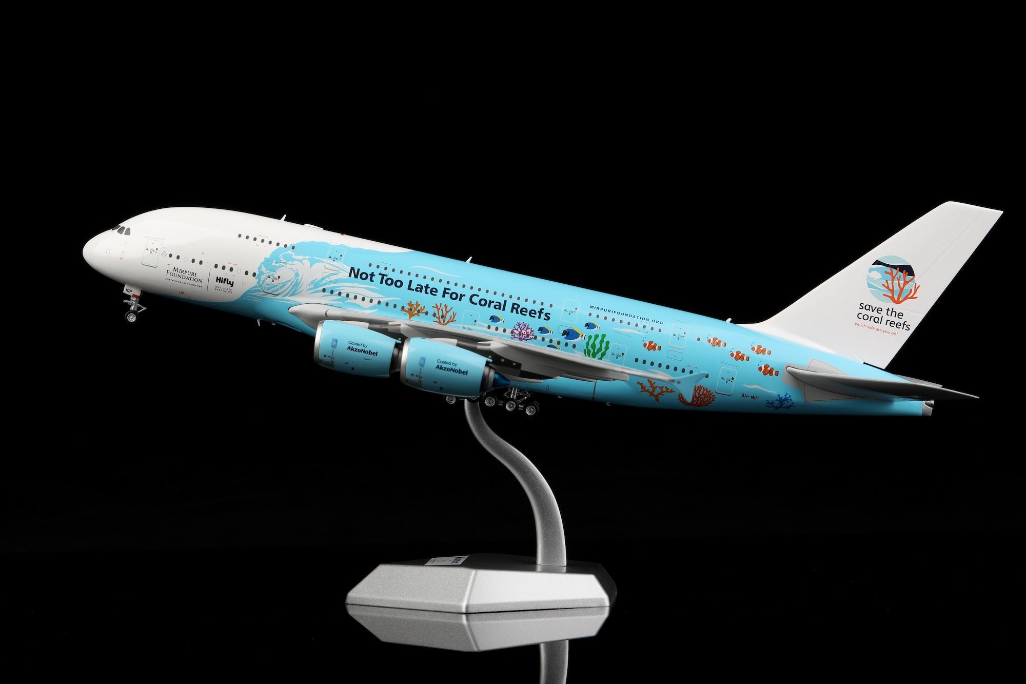 Hi Fly Airbus A380 9H-MIP "Save the cora reefs Livery" diecast aircraft model
