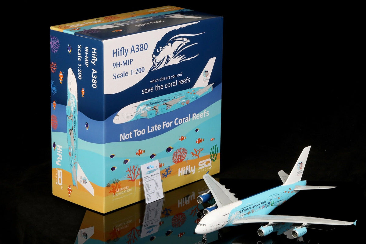 Hi Fly Airbus A380 9H-MIP "Save the cora reefs Livery" diecast aircraft model