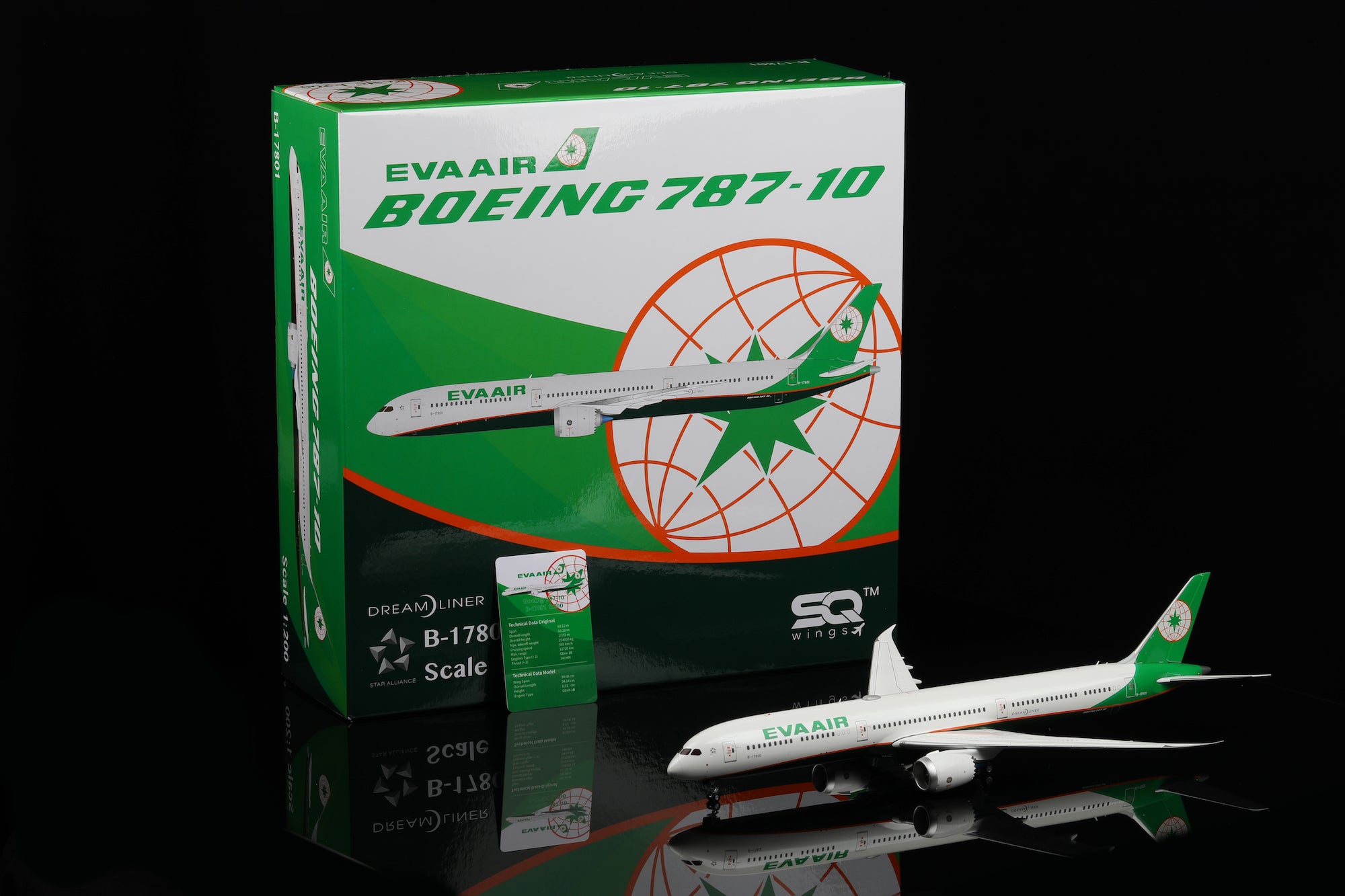 EVA Air B787-10 B-17801 diecast aircraft model